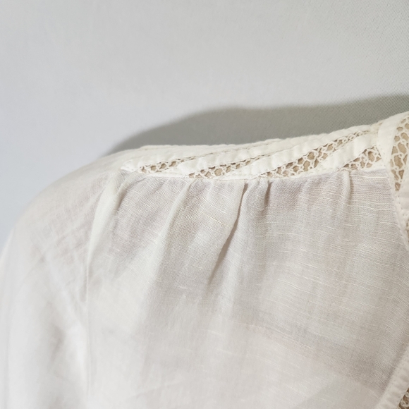 Soft Surroundings Bohemian Off White Lace-Trimmed Blouse Office Business Work - Picture 8 of 12